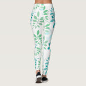 Blauwe groene bladeren leggings (Achterkant)