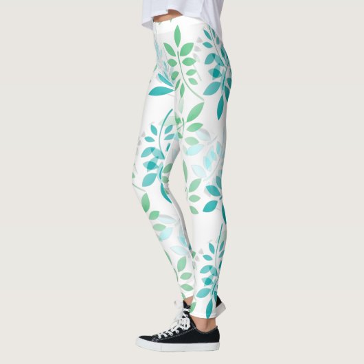 Blauwe groene bladeren leggings (Links)