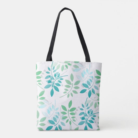 Blauwe groene bladeren tote bag (Achterkant)