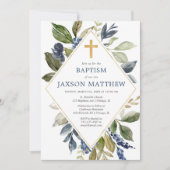Blauwe groene bladjongen baptisme groen kaart (Voorkant)