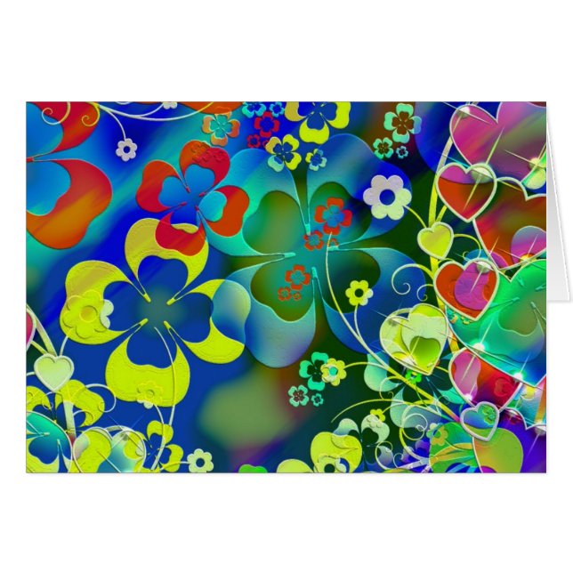 Blauwe groene bloemen (Voorkant Horizontaal)