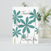 Blauwe groene bloemen bedankkaart (Staand voorkant)