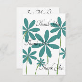Blauwe groene bloemen bedankkaart (Voorkant / Achterkant)