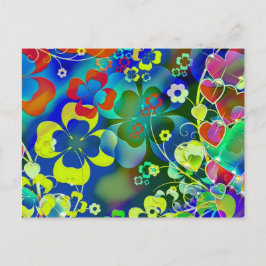 Blauwe groene bloemen briefkaart