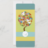 Blauwe Groene Bloemen en Bijen Bruiloft Uitnodigin Kaart (Achterkant)