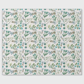 Blauwe groene bloemen Gift for her Waterverf Cadeaupapier (Vlak)