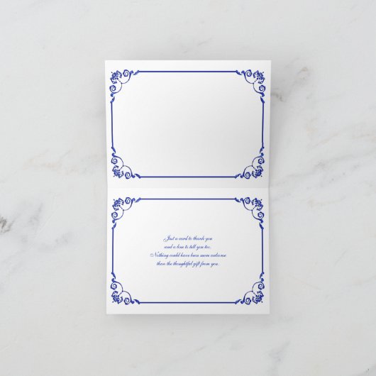 Blauwe, groene bloemige trouwkaart bedankt 3 (Binnen)