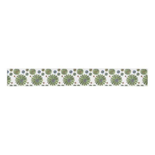 blauwe groene - bloemkool grosgrain lint (Voorkant)