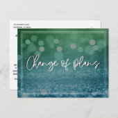 Blauwe Groene Bokeh Verandering plannen uitgesteld Briefkaart (Voorkant / Achterkant)