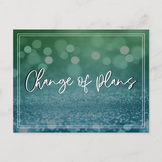 Blauwe Groene Bokeh Verandering plannen uitgesteld Briefkaart (Voorkant)