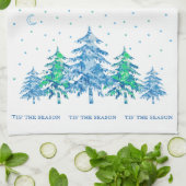 Blauwe groene bomen bos T's is de seizoenkwallen Theedoek (Gevouwen)