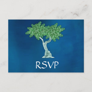 Blauwe groene boom van Life Bar Mitzvah RSVP Kaartje