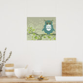 Blauwe groene boomkor op boomarm poster (Keuken)