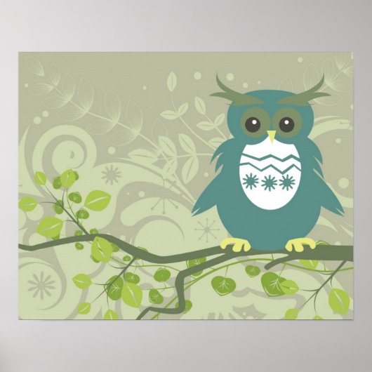 Blauwe groene boomkor op boomarm poster (Voorkant)