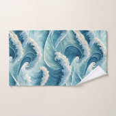 BLAUWE GROENE BOTSENDE OCEAANGOLVEN BAD HANDDOEK (Handdoek)