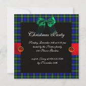 BLAUWE GROENE BOWEN, SCHOTSE TARTAN KERSTPARTY KAART (Achterkant)
