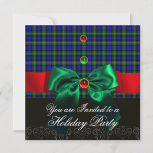 BLAUWE GROENE BOWEN, SCHOTSE TARTAN KERSTPARTY KAART