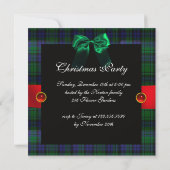 BLAUWE GROENE BOWS, SCHOTSE TARTAN KERSTPARTY KAART (Achterkant)