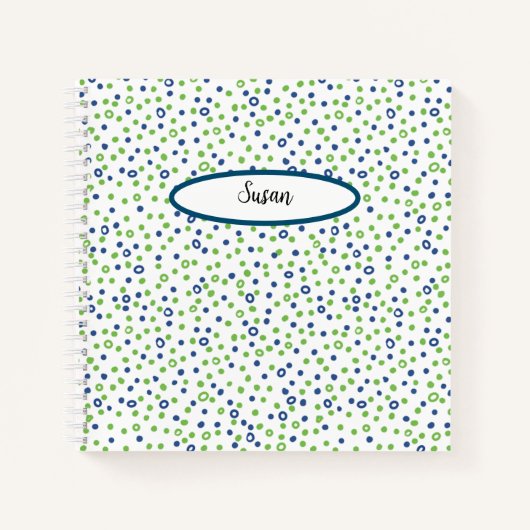 Blauwe groene cirkels Stippen Schetkboekbulletblad Notitieboek (Voorkant)