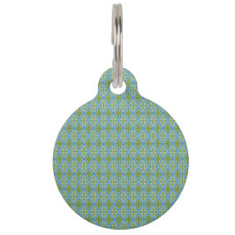 Blauwe & Groene Diamant Patterned Huisdier Tag Huisdierpenning