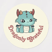 Blauwe groene draak baby dankbare sticker (Design 1)