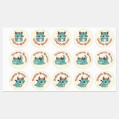 Blauwe groene draak baby dankbare sticker (Vel)