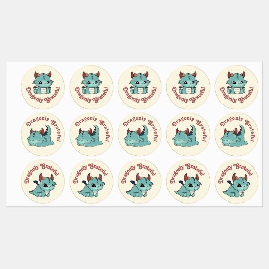 Blauwe groene draak baby dankbare sticker (Vel)