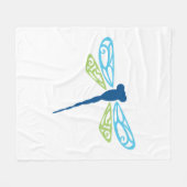 Blauwe & Groene Dragonfly Fleece Deken (Voorkant (Horizontaal))