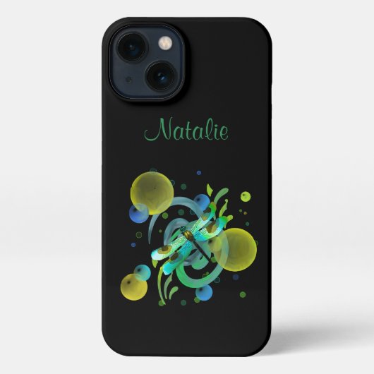 Blauwe groene dragonfly iPhone hoesje (Achterkant)