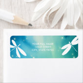 Blauwe Groene Dragonfly Retouradreslabel Sjabloon Etiket (Insitu)