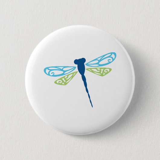 Blauwe & Groene Dragonfly Ronde Button 5,7 Cm (Voorkant)