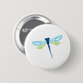 Blauwe & Groene Dragonfly Ronde Button 5,7 Cm (Voorkant /achterkant)