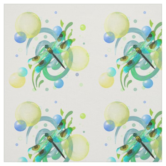 Blauwe groene dragonfly verbinding stof (Swatch)