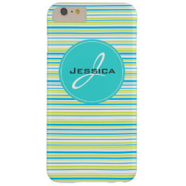 Blauwe groene eenvoudige elegant Stripes Monogram  iPhone 13 Hoesje