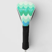 Blauwe, groene en Blauwgroen geometrische Zee golv Golfheadcover (Voorkant)