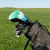 Blauwe, groene en Blauwgroen geometrische Zee golv Golfheadcover (Insitu)