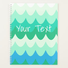 Blauwe, groene en Blauwgroen geometrische Zee golv Planner
