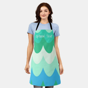 Blauwe, groene en Blauwgroen geometrische Zee golv Schort
