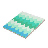 Blauwe, groene en Blauwgroen geometrische Zee golv Tegeltje (Zijkant)