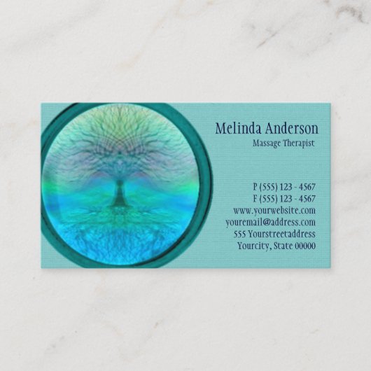 Blauwe, groene en Blauwgroen levensboom Visitekaartje (Voorkant)