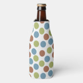 Blauwe, groene en bruine Stippen Flesjeskoeler (Fles Voorkant)