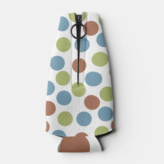 Blauwe, groene en bruine Stippen Flesjeskoeler (Achterkant)