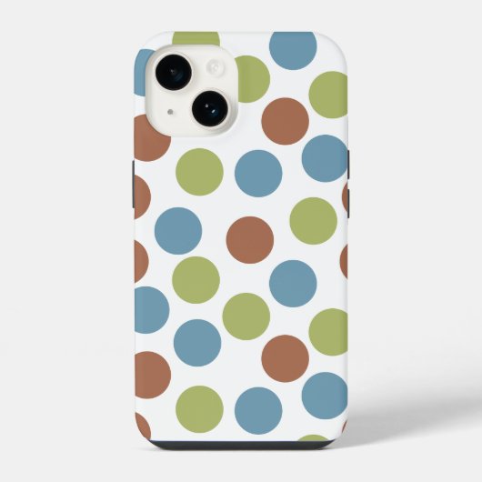 Blauwe, groene en bruine stippen iPhone hoesje (Achterkant)