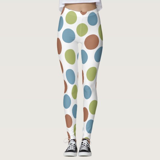 Blauwe, groene en bruine Stippen Leggings (Voorkant)