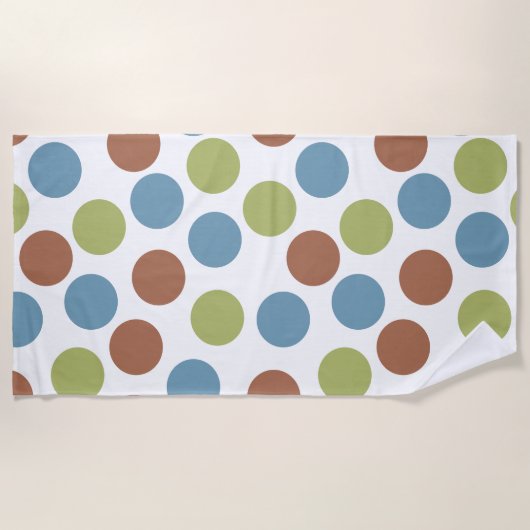 Blauwe, groene en bruine Stippen Strandlaken (Voorkant)