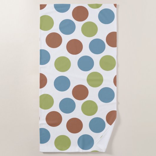 Blauwe, groene en bruine Stippen Strandlaken (Voorkant)