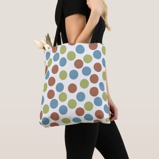 Blauwe, groene en bruine Stippen Tote Bag (Dichtbij)