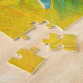 Blauwe, Groene en Gele Abstracte Penseelstreken Legpuzzel (Zijkant)
