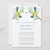 Blauwe groene en gele  vogels uitnodiging (Voorkant)