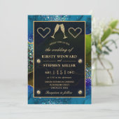 Blauwe, groene en goudbruine paardenbonnen kaart (Staand voorkant)